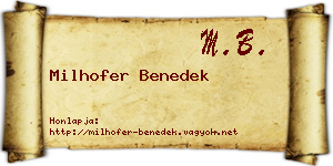 Milhofer Benedek névjegykártya